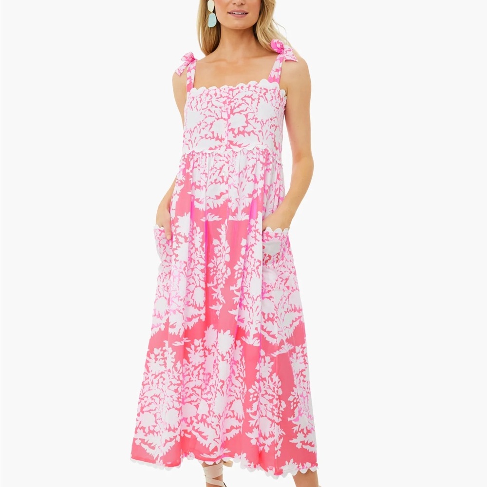 Juliet Dunn Tie Shoulder Palladio Print Dress